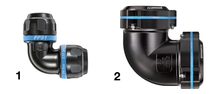 PPS1 9C - 90° Aluminium equal female elbow fitting for pipe | Prevost